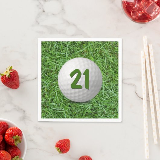 Serviette En Papier 21e Anniversaire Golf Ball on Grass (En situation)
