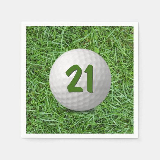 Serviette En Papier 21e Anniversaire Golf Ball on Grass (Devant)
