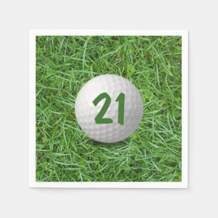 Serviette En Papier 21e Anniversaire Golf Ball on Grass