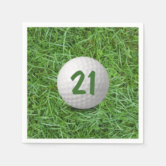 Serviette En Papier 21e Anniversaire Golf Ball on Grass (Devant)