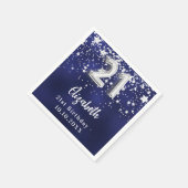 Serviette En Papier 21e anniversaire marine bleu argent étoiles (Coin)
