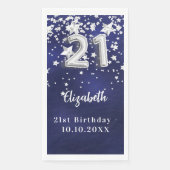 Serviette En Papier 21e anniversaire marine bleu argent étoiles (Devant)