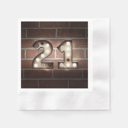 Serviette En Papier 21e anniversaire marque marquee sur mur en brique (Devant)