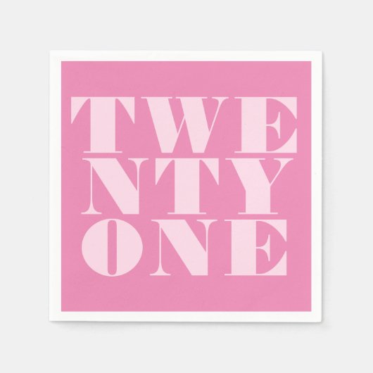 Serviette En Papier 21e anniversaire moderne Elégante Pink Bold Typogr (Devant)