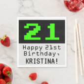 Serviette En Papier 21e anniversaire - Nerdy / Geeky Style "21" & Nom (En situation)
