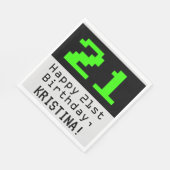 Serviette En Papier 21e anniversaire - Nerdy / Geeky Style "21" & Nom (Coin)