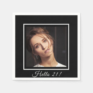 Serviette En Papier 21e anniversaire noir blanc photo