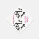 Serviette En Papier 21e anniversaire Nom personnalisé PINK 21 Rocks (Coin)
