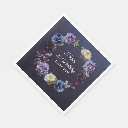 Serviette En Papier 21e anniversaire Personnalisé Moody Purple Flower (Coin)