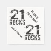 Serviette En Papier 21e anniversaire Personnalisé Nom 21 Rocks Papier  (Devant)