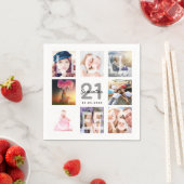 Serviette En Papier 21e anniversaire photo collage applaudissements bl (En situation)