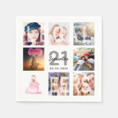 Serviette En Papier 21e anniversaire photo collage applaudissements bl (Devant)