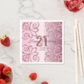 Serviette En Papier 21e anniversaire Pink Princess Parties scintillant (En situation)