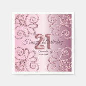 Serviette En Papier 21e anniversaire Pink Princess Parties scintillant (Devant)