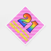 Serviette En Papier 21e anniversaire : Pink Stripes & Hearts, Arc-en-c (Coin)