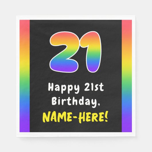 Serviette En Papier 21e anniversaire : Rainbow Spectrum # 21, Nom pers (Devant)