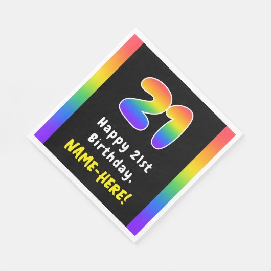 Serviette En Papier 21e anniversaire : Rainbow Spectrum # 21, Nom pers (Coin)