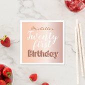 Serviette En Papier 21e Anniversaire Rose Gold Balloon Texte (En situation)