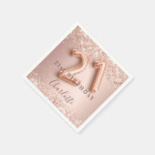 Serviette En Papier 21e anniversaire rose or blush nom de parties scin (Coin)