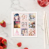 Serviette En Papier 21e anniversaire rose or blush photo légale (En situation)