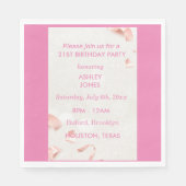 Serviette En Papier 21e anniversaire Rose rose or | Invitation de part (Devant)