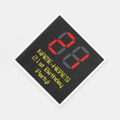 Serviette En Papier 21e anniversaire : Rouge Digital Horloge Style "21 (Coin)