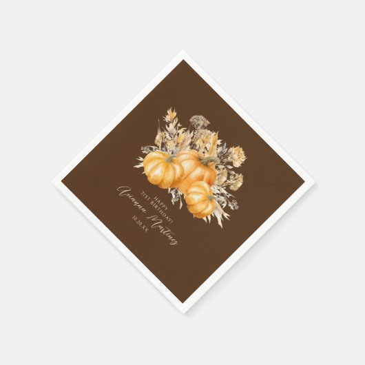 Serviette En Papier 21e anniversaire Rustic Boho Citrouille automne pe (Coin)