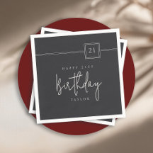 21e anniversaire Simple minimaliste noir plat