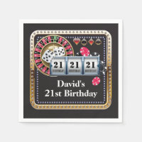 21e Casino Poker Carte de jeu Anniversaire Napkins