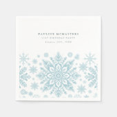 Serviette En Papier 21e fête d'anniversaire Blue White Snowflake hiver (Devant)