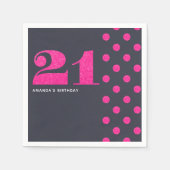 Serviette En Papier 21e fête d'anniversaire Hot-Pink parties scintilla (Devant)