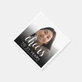 Serviette En Papier 21e fête d'anniversaire Photo White Script Cheers (Coin)