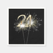 Serviette En Papier 21e fête d'anniversaire Sparklers sur Noir (Devant)