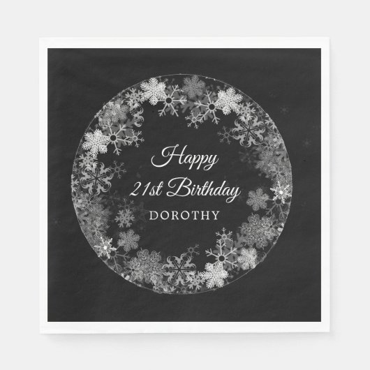 Serviette En Papier 21e fête d'anniversaire Wonderland Snowflake (Devant)
