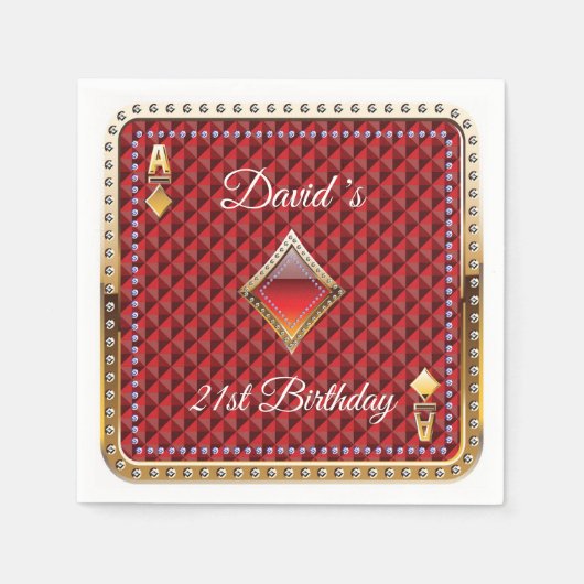 Serviette En Papier 21e Poker Playing Card Casino Anniversaire Serviet (Devant)