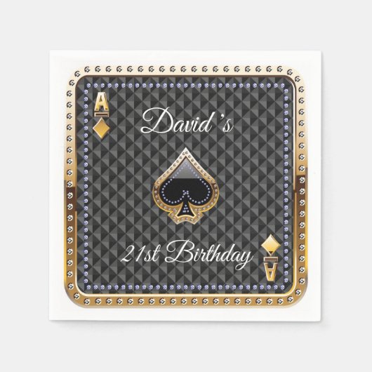 Serviette En Papier 21e Poker Playing Card Casino Anniversaire Serviet (Devant)