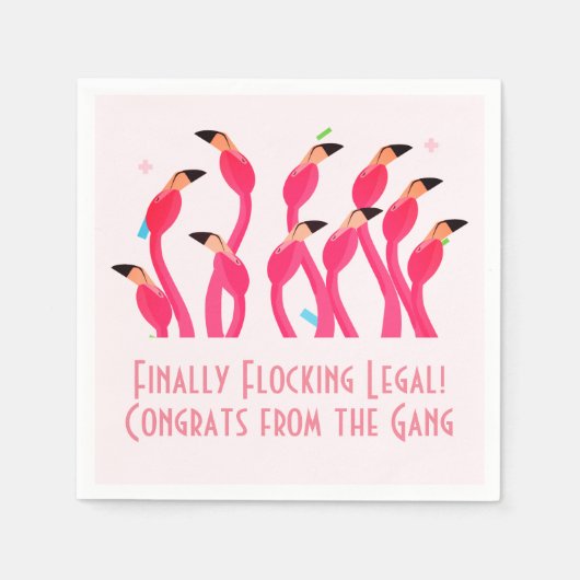Serviette En Papier 21st Birthday Finally Flocking Legal Flamingos (Devant)