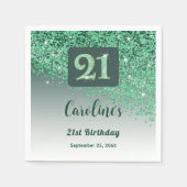 Serviette En Papier 21st Birthday Party Sparkling Green Glitter (Devant)