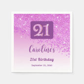 Serviette En Papier 21st Birthday Party Sparkling Pink Glitter (Devant)