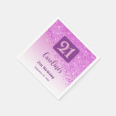 Serviette En Papier 21st Birthday Party Sparkling Pink Glitter (Coin)