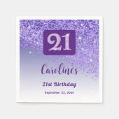 Serviette En Papier 21st Birthday Party Sparkling Purple Glitter (Devant)