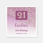 Serviette En Papier 21st Birthday Party Sparkling Rose Gold Glitter (Devant)
