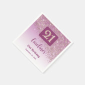 Serviette En Papier 21st Birthday Party Sparkling Rose Gold Glitter (Coin)