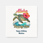 Serviette En Papier  21st Birthday Personalized Tropical Sea Turtle  (Devant)