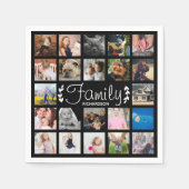 Serviette En Papier 22 Family Photo Collage & Nom (Devant)