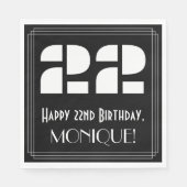 Serviette En Papier 22e anniversaire : Art Déco Inspiré Look "22" + No (Devant)