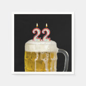 Serviette En Papier 22e Anniversaire Bière en noir (Devant)