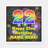 Serviette En Papier 22e anniversaire : Fun Motif Fireworks + Rainbow 2 (Devant)