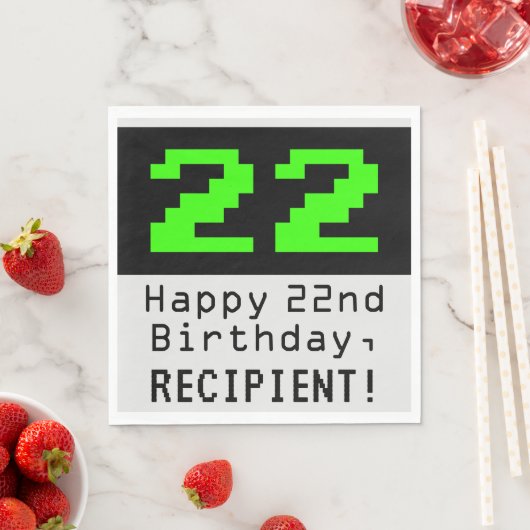 Serviette En Papier 22e anniversaire - Nerdy / Geeky Style "22" & Nom (En situation)