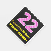 Serviette En Papier 22e anniversaire : Pink Stripes and Hearts "22" +  (Coin)